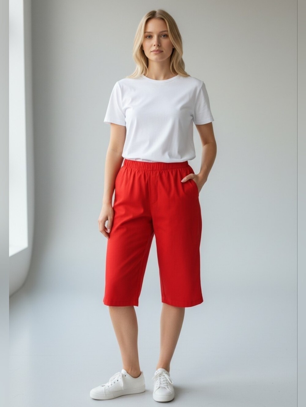 ● ALIA WOMEN'S RED CAPRIS PANTS SIZE 16P in good condition